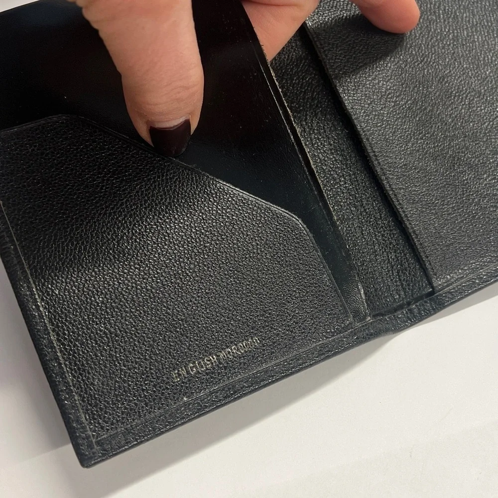 English Morocco 1960’s Pebbled Leather Mens Biforld Wallet Passport Holder